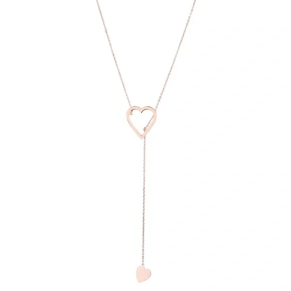 SOLD  Adornia, Silver, or Rose Gold, Heart Lariat Necklace - Picture 7 of 7